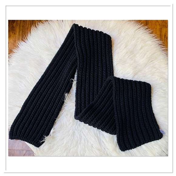 Kate Spade Saturday Black Chunky Knit Scarf One Size - Picture 4 of 6